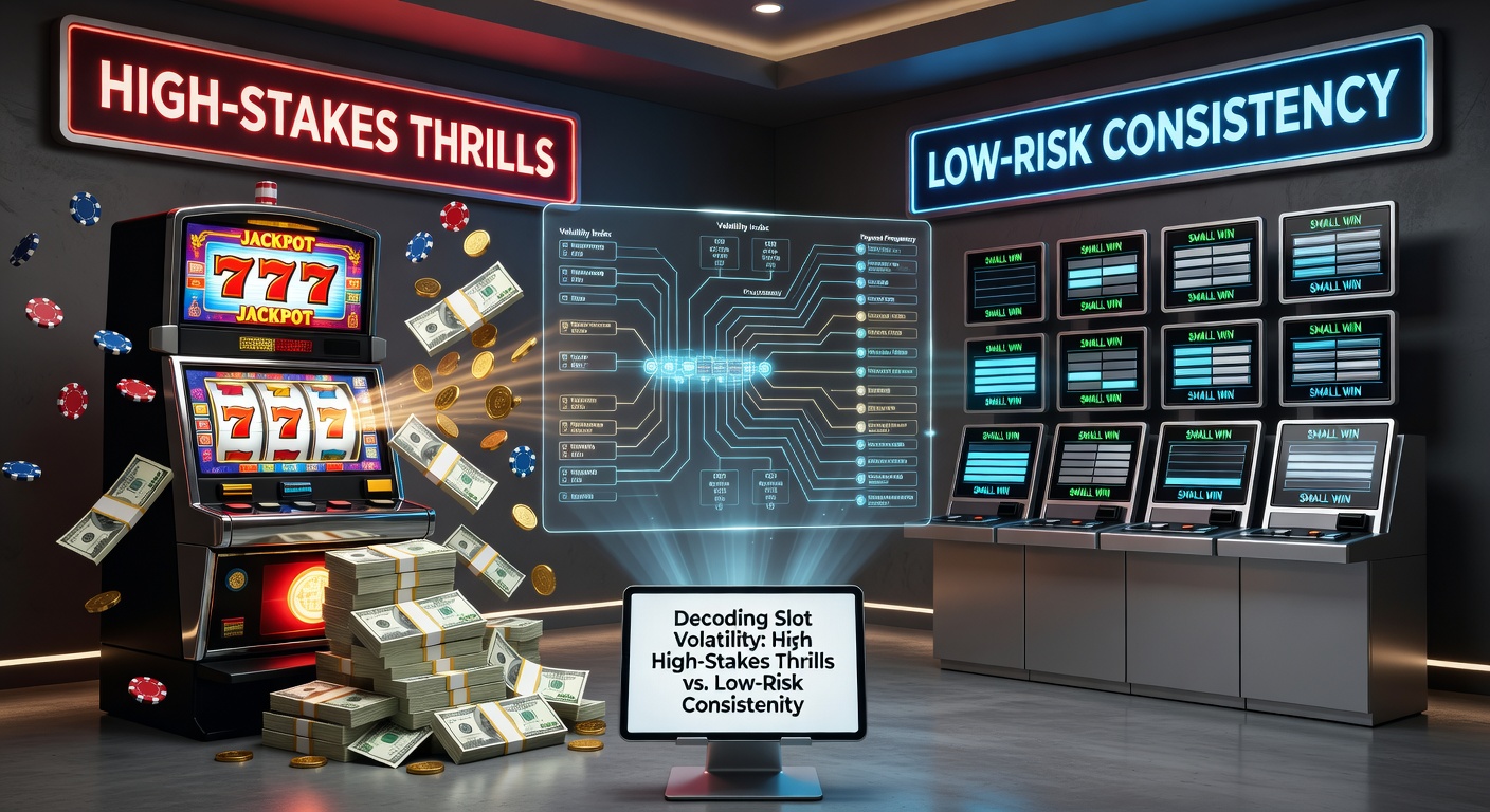 Grafiek die hoge en lage slotvolatiliteit vergelijkt met uitbetalingscurves en winfrequenties