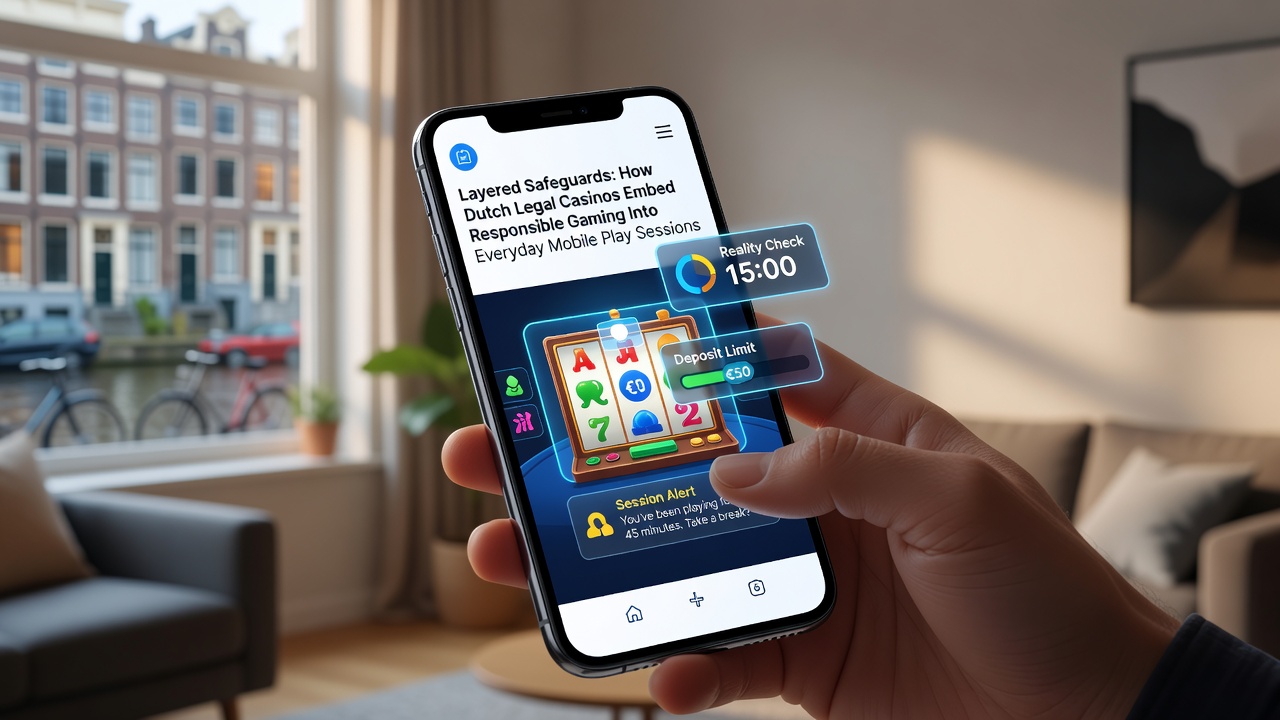 Mobiele casino interface met realtime limietmeldingen en verantwoord spelen tools